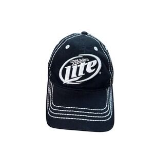 Y2K Beer Miller Lite Black Baseball Cap White Contrast Stitch 2000s Hat
